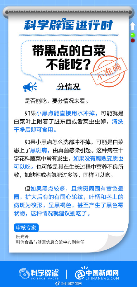 带黑点的白菜不能吃? 带黑点的白菜不能吃?