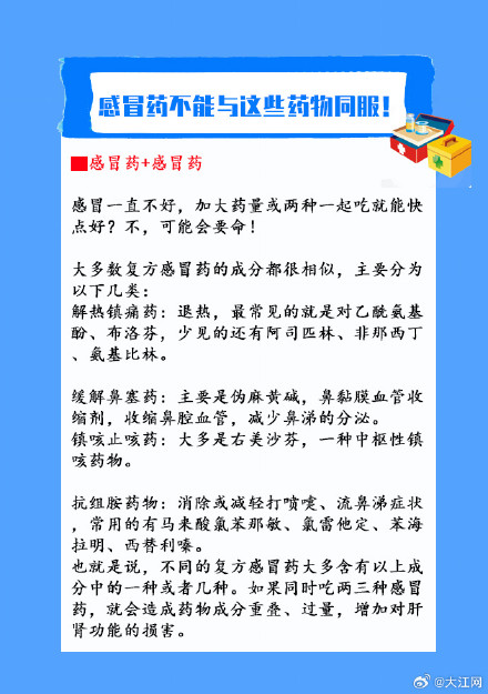 转发提醒！感冒药不能与这些药物同服！