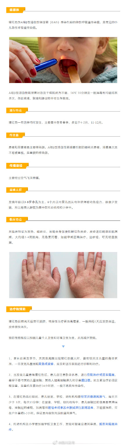 四川疾控提醒:猩红热高发季 警惕儿童出现发热或皮疹 四川疾控提醒:猩红热高发季 警惕儿童出现发热或皮疹
