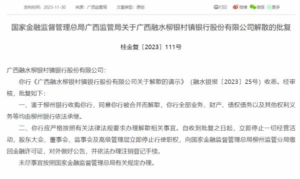 这家银行，获批解散！