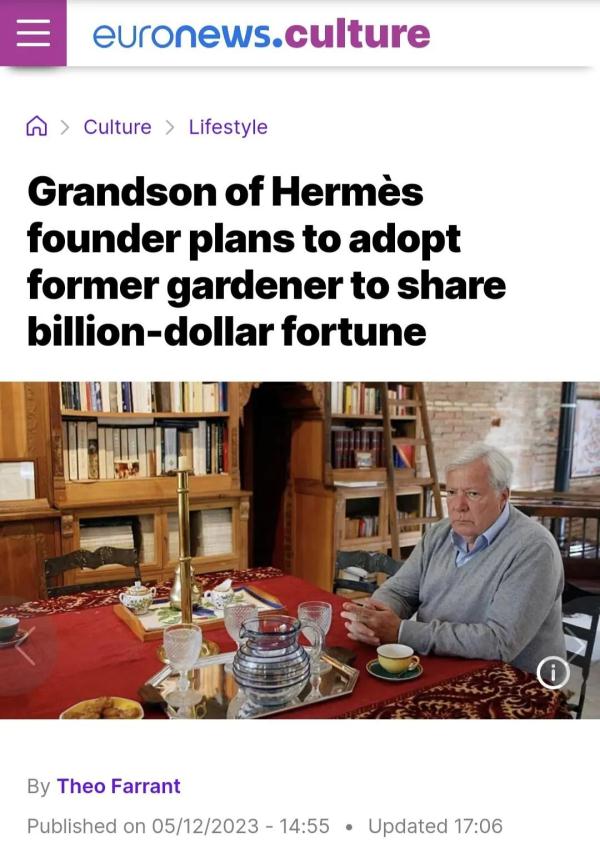 单身、无子女，爱马仕继承人决定：400亿财产留给园丁！