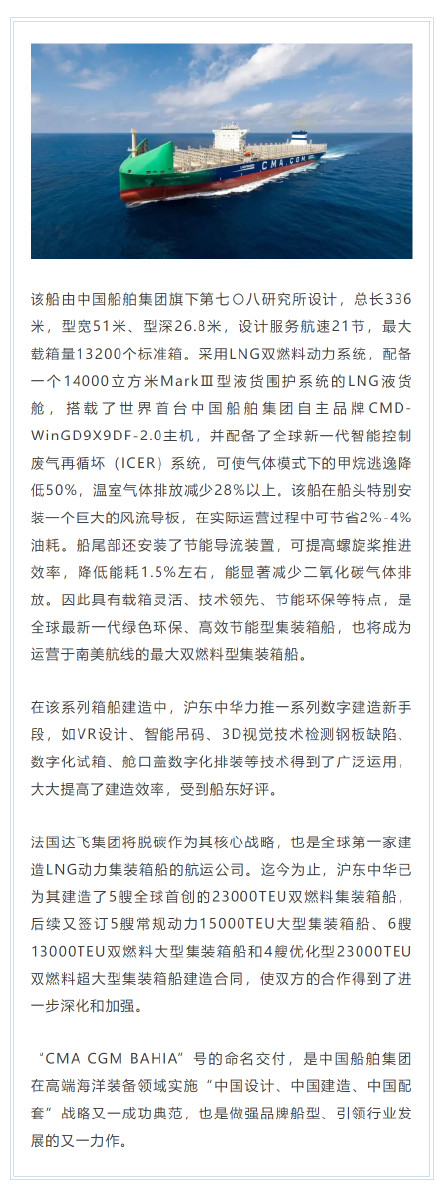 又一款全球首型清洁能源集装箱船命名交付