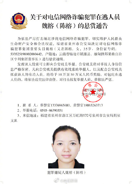 10名电诈头目被公开悬赏通缉