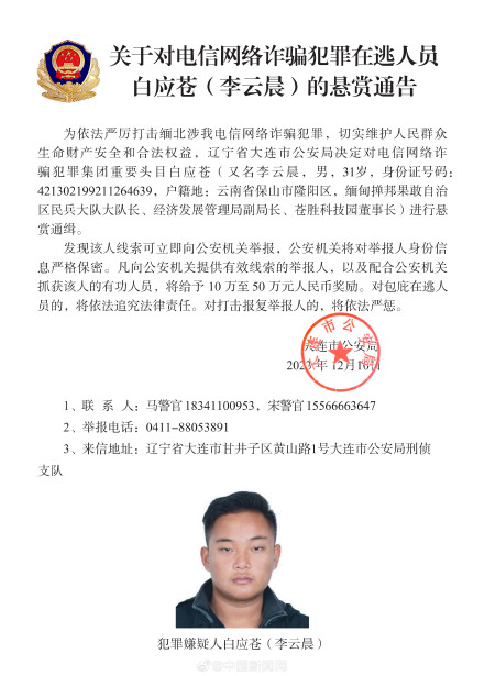 白所成等10名缅北电诈集团头目被通缉