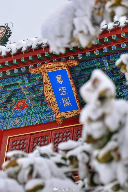 雪映红墙 雪后的郑州文庙也太美了