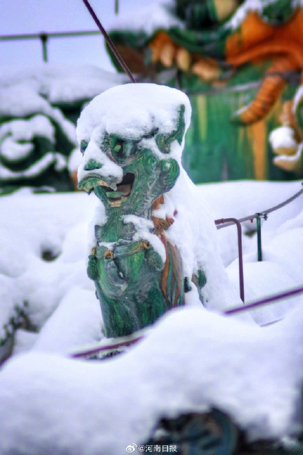 雪映红墙 雪后的郑州文庙也太美了