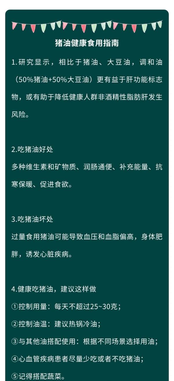 吃猪油有助于降血压、预防脂肪肝？！想要健康吃猪油，建议做到这5点