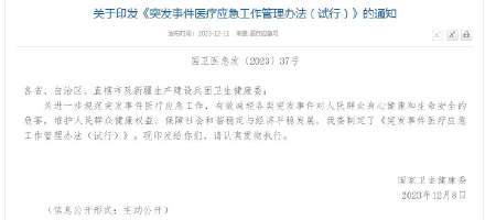 国家卫健委：重大及以上级别突发事件两小时内报告