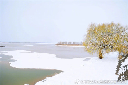 雪在黄河边落成一幅画