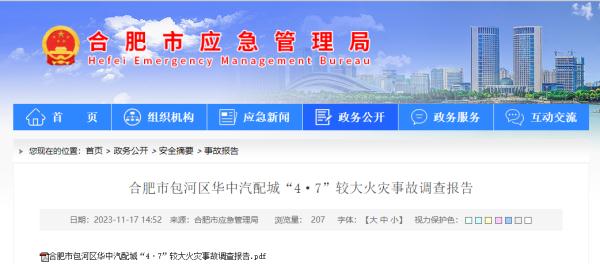 合肥3死1伤汽配城火灾调查报告公布！9名公职人员被处理