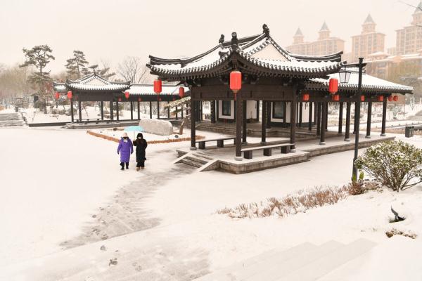 河北石家庄迎来新一轮降雪