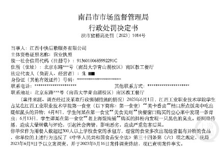 “鼠头鸭脖”涉事方及责任人被罚706万元，行政处罚书公布：食堂多次吃出虫鼠异物