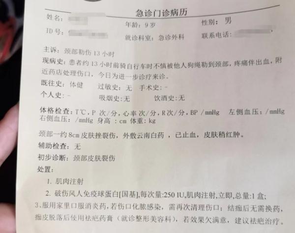 深圳9岁男孩骑单车脖子被狗绳勒伤?回应:已找到狗主人,正组织协商 深圳9岁男孩骑单车脖子被狗绳勒伤?回应:已找到狗主人,正组织协商