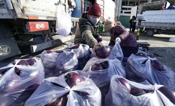 严寒中热闹的肉菜批发市场 严寒中热闹的肉菜批发市场