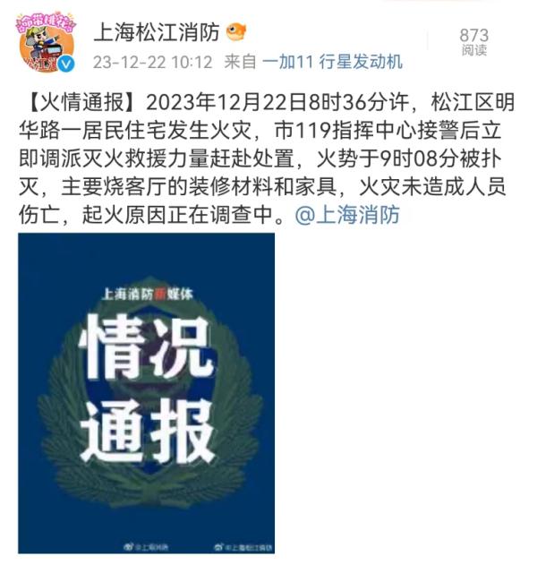 上海松江一别墅起火，火势凶猛，官方通报！