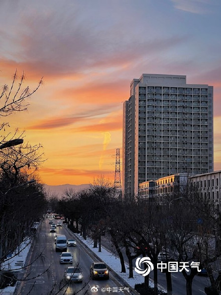 北京冬至唯美橙粉晚霞