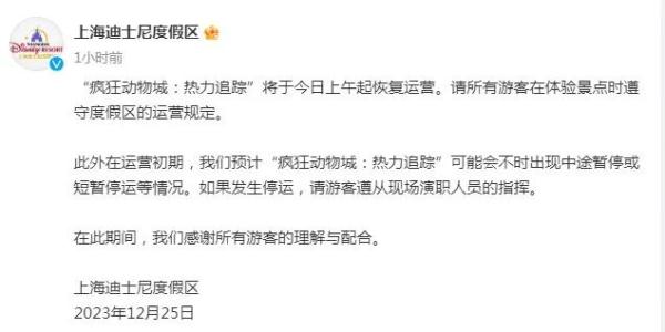 恢复运营！大火项目开放5天出现事故，上海迪士尼最新回应