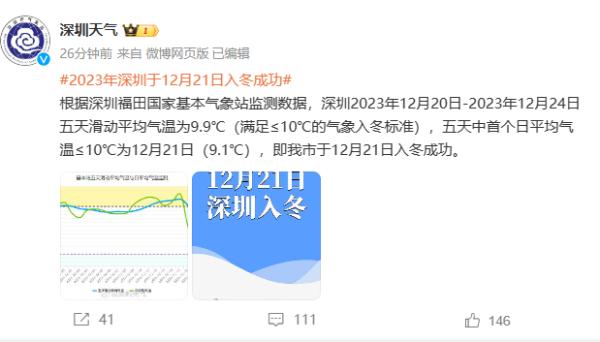 深圳官宣入冬！
