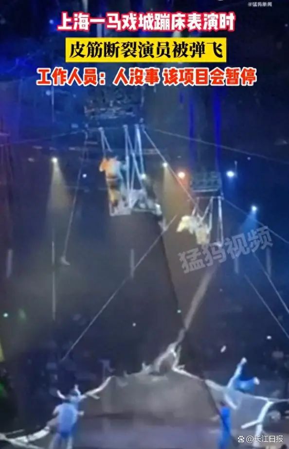 蹦床表演时演员被“弹飞”?上海马戏城回应 蹦床表演时演员被“弹飞”?上海马戏城回应