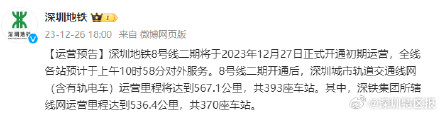 12月27日深圳地铁8号线二期开通运营