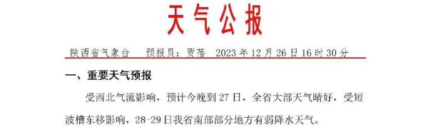 陝西省氣象臺發佈重要天氣預報26日午後陝西五成左右地區最高氣溫躍上