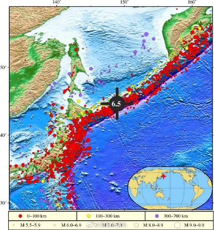 千岛群岛海域发生6.5级地震，或引发局地海啸