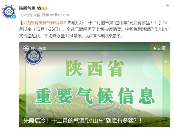 突破历史极值！陕西发布重要气候信息
