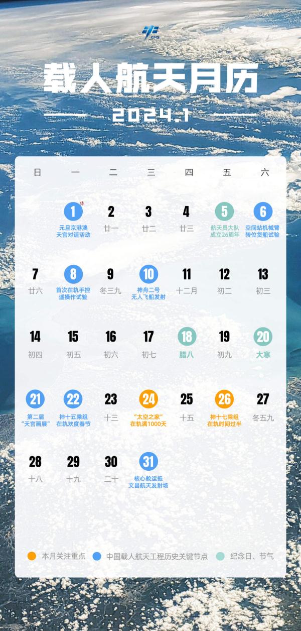 上新！中国载人航天工程版月历来了