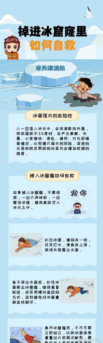 掉进冰窟窿里如何自救 掉进冰窟窿里如何自救
