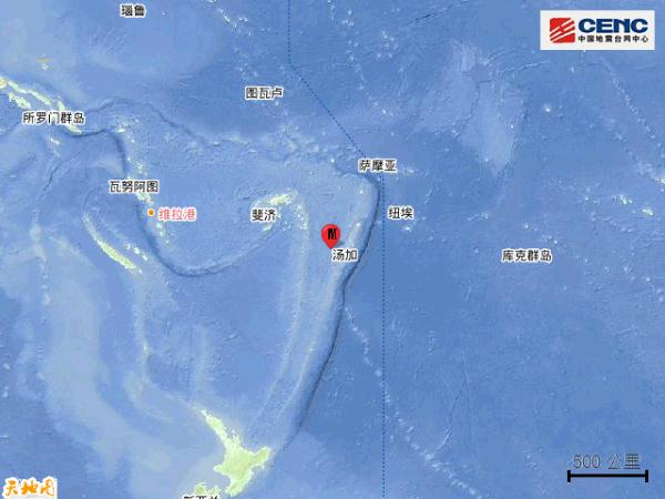 斐济群岛发生5.7级地震