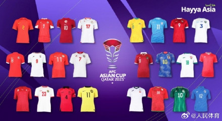 亚足联公布亚洲杯24队球衣