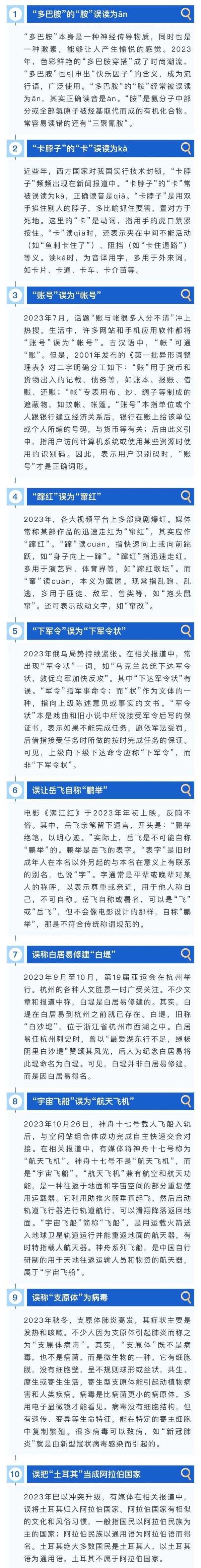 原来是这么读的！2023“十大语文差错”发布