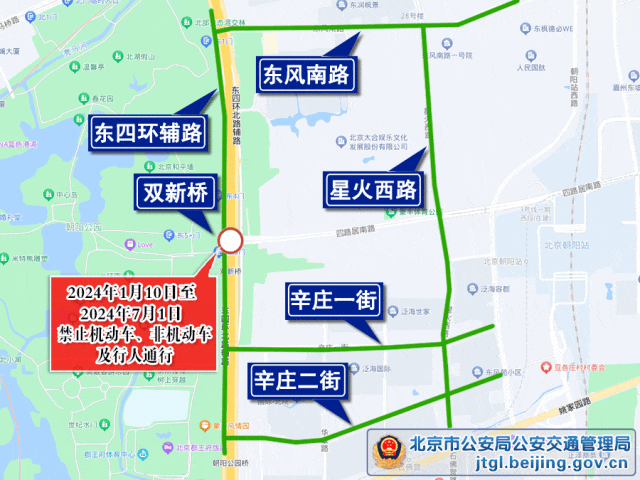 1月10日至7月1日，北京东四环双新桥下禁止通行