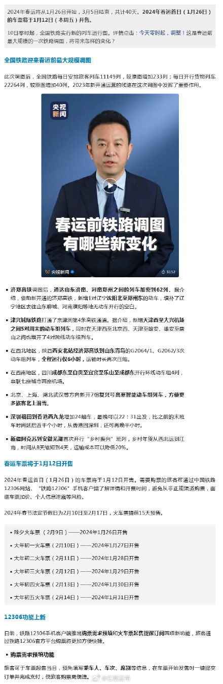 记得定好闹钟，春运首日车票明起开售！