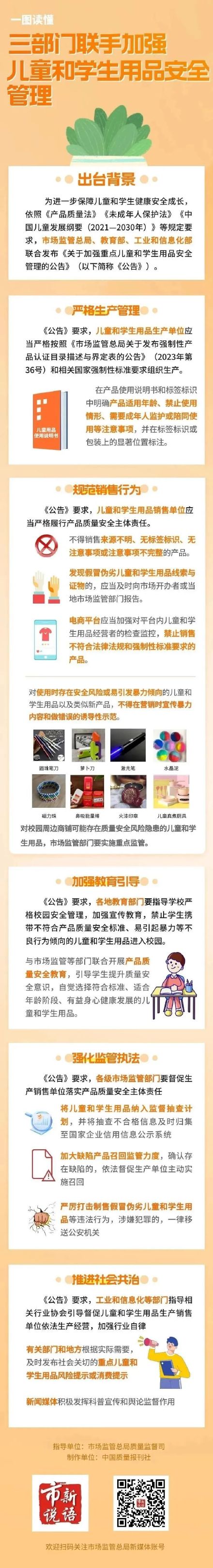 事关学生用品安全！三部门联手加强管理
