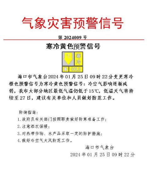 海口寒冷预警“橙变黄”！海南今日最低10℃，连续三天有雨……