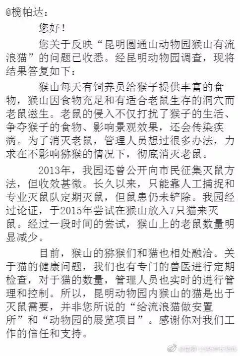 “猴猫共处”引争议！昆明动物园发布最新说明