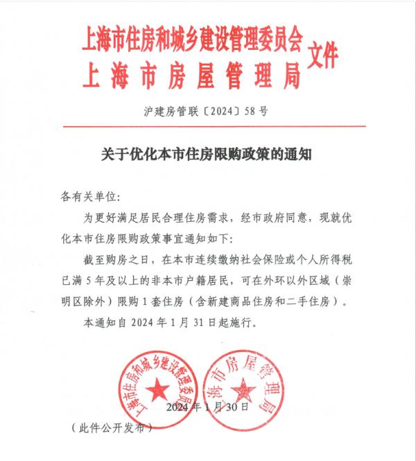 上海优化住房限购政策！