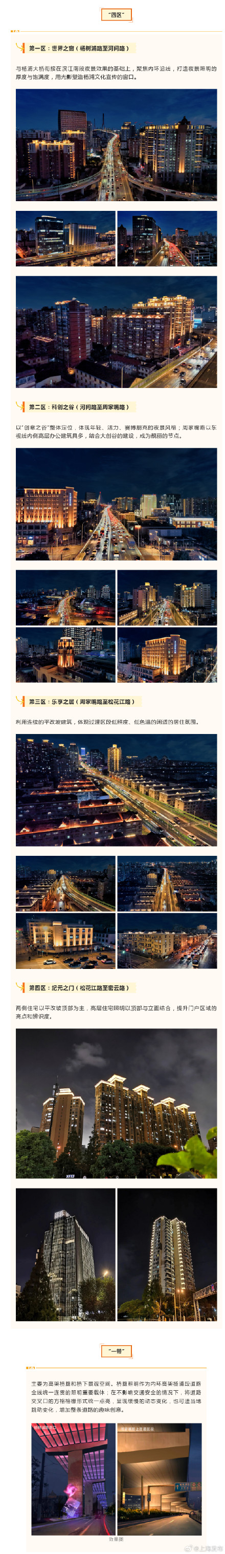 上海内环高架路杨浦段夜景照明换新装，一带四区打造特色夜间景观