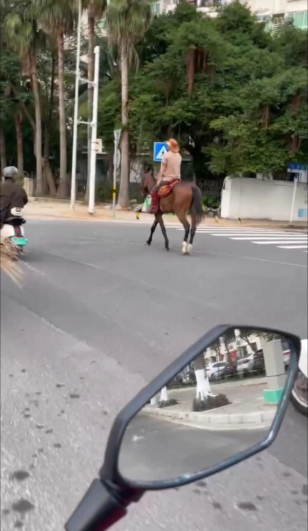 穿越？有人在海口街头“策马奔腾”，交警发话了→