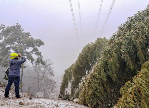 风雪中忙碌的身影