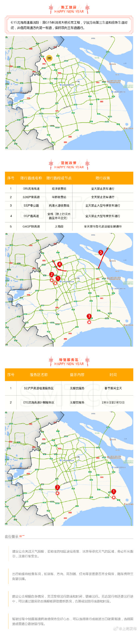 上海春节假期高速公路小型客车免费通行，道路交通出行指南来了→