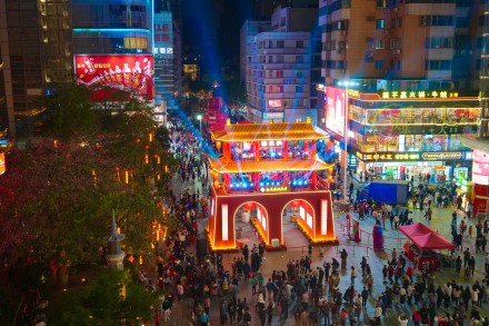 百年花市广州越秀西湖花市亮灯 明早正式开市持续4天