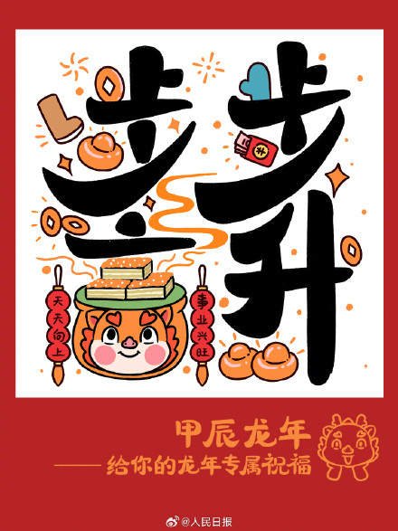 收藏龙年卡通版吉祥话，祝你龙年大吉！