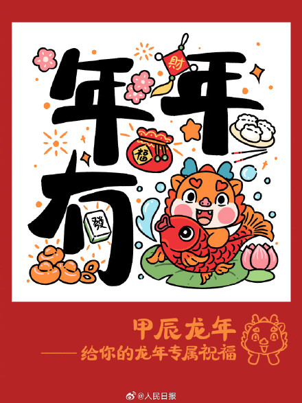 收藏龙年卡通版吉祥话，祝你龙年大吉！