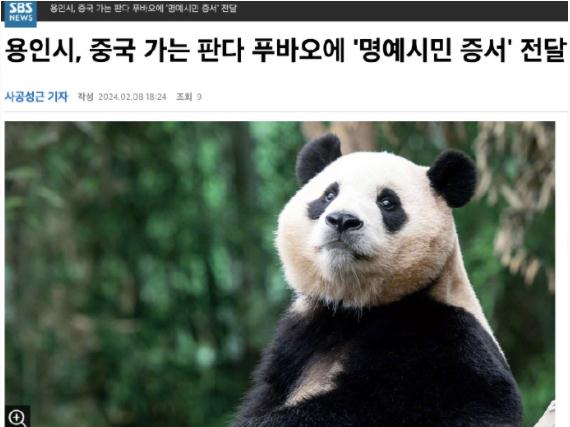旅韩大熊猫福宝成韩国荣誉市民