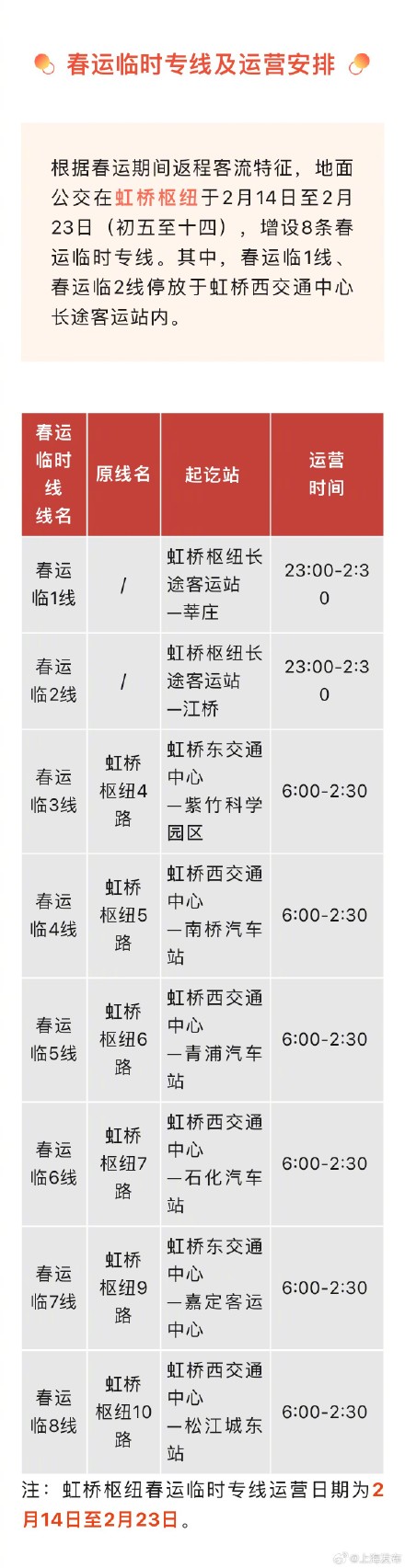 2月14日起上海公交开通这些专线，应对春运返程高峰！