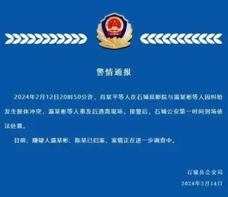 电影院发生吵架打人事件,江西石城警方通报 电影院发生吵架打人事件,江西石城警方通报