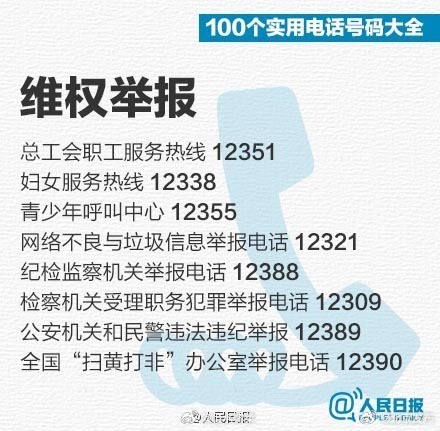春运返程必备！100个实用电话号码大全
