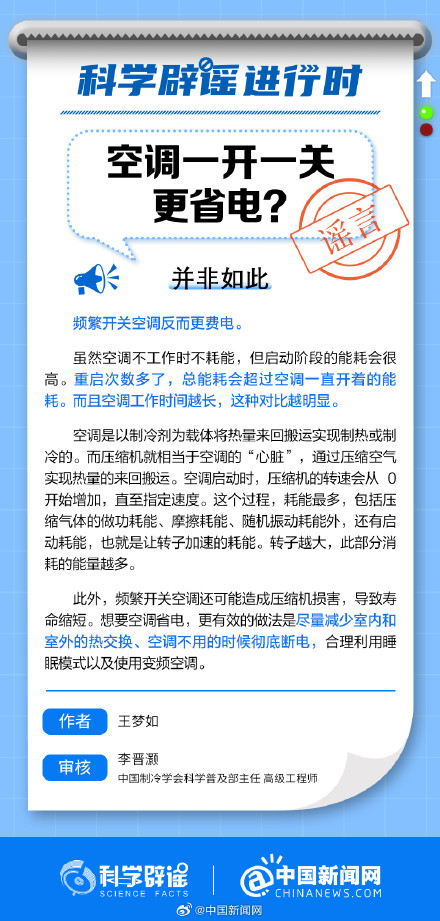 频繁开关空调更费电 频繁开关空调更费电